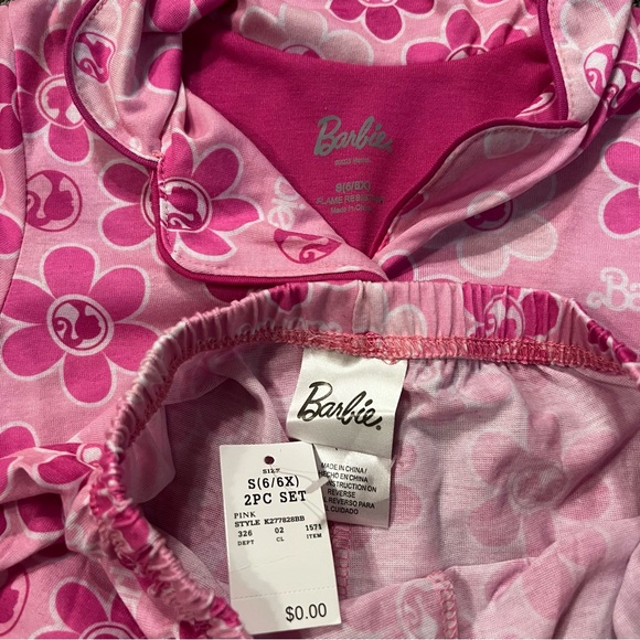 NWT Girl's Barbie Coat Pink Floral Pajama Set S (6/6X) - Picture 6 of 8
